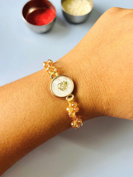Ganeshji MOP Stone Embellished Rakhi with Roli Chawal for Brother