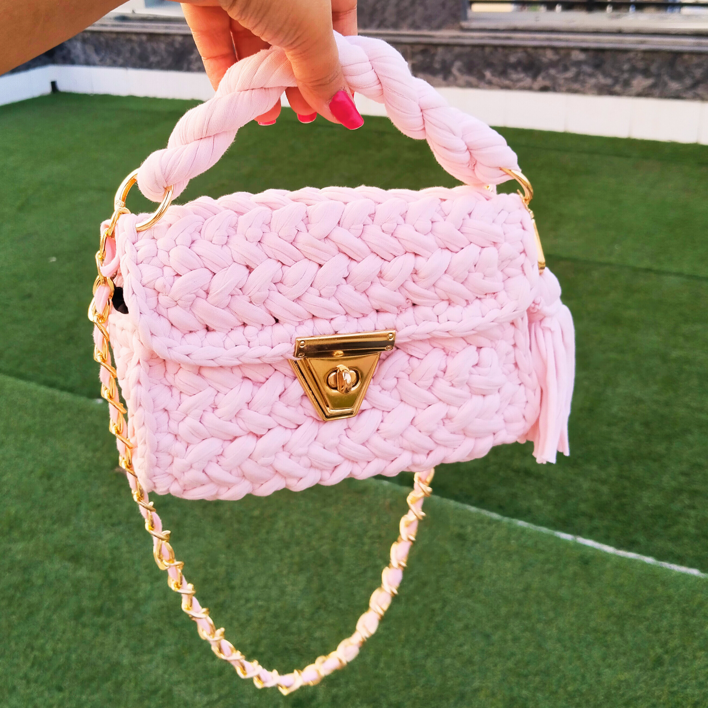 Pastel Pink Crochet Bag