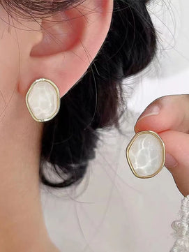 White Resin Stud Earrings