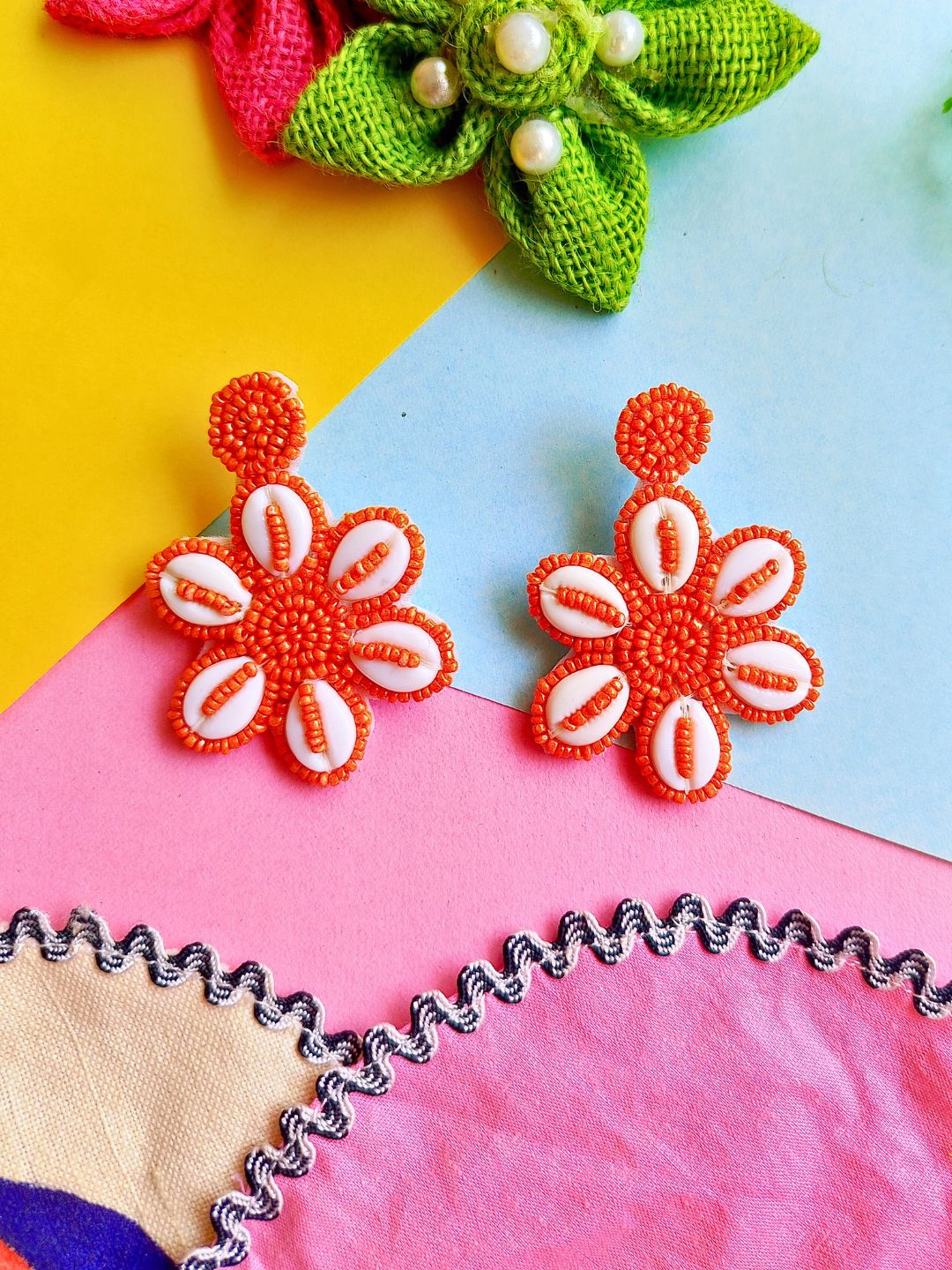 Orange Shell Earrings