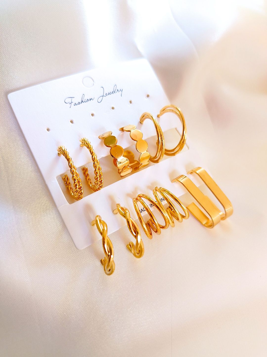 Combo Pack of 6 Hoop Earrings (Gold)