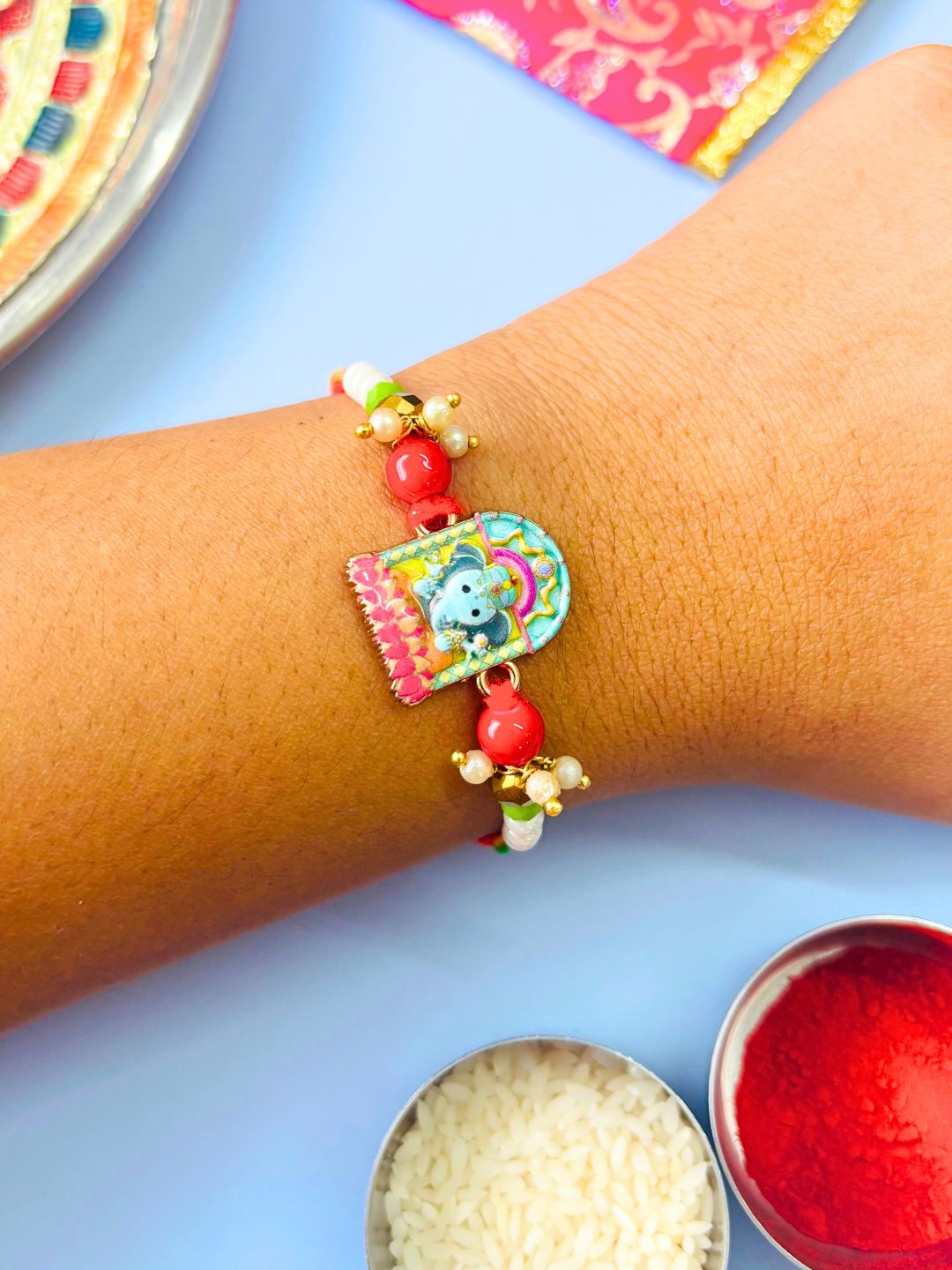 O My Friend Ganesha Kids Rakhi with Roli Chawal for Kids