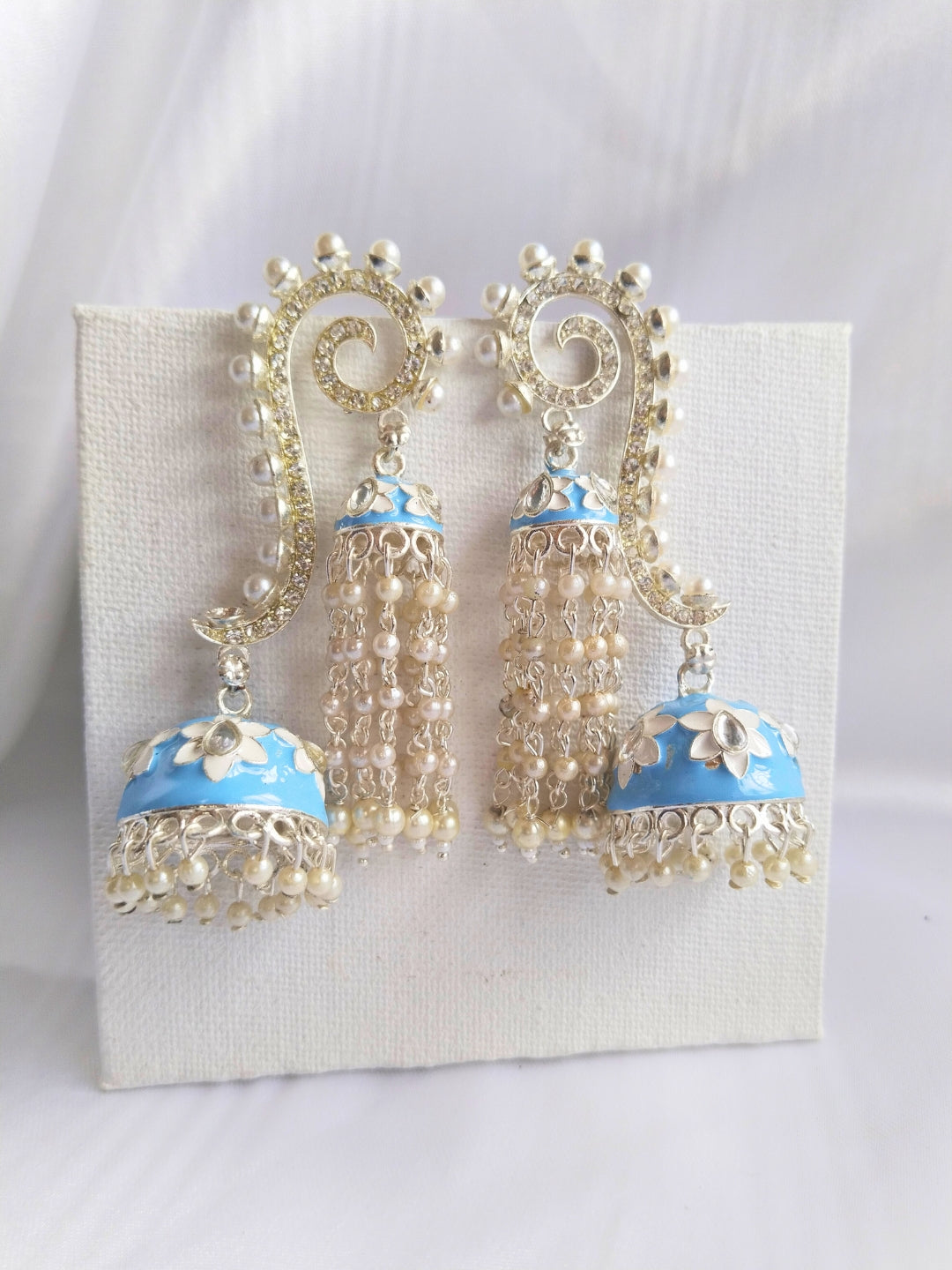 Meenakari AD Jhumka (Sky Blue)