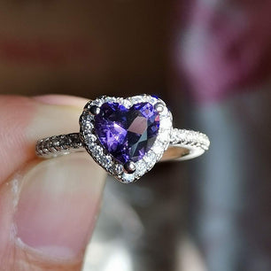 Purple AD Heart Ring (Adjustable)