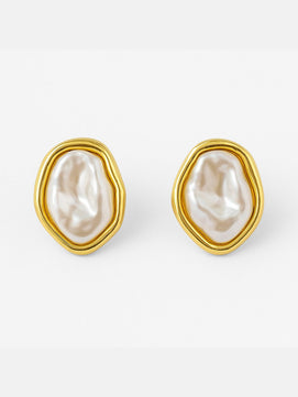 Mother of Pearl White Stud Earrings