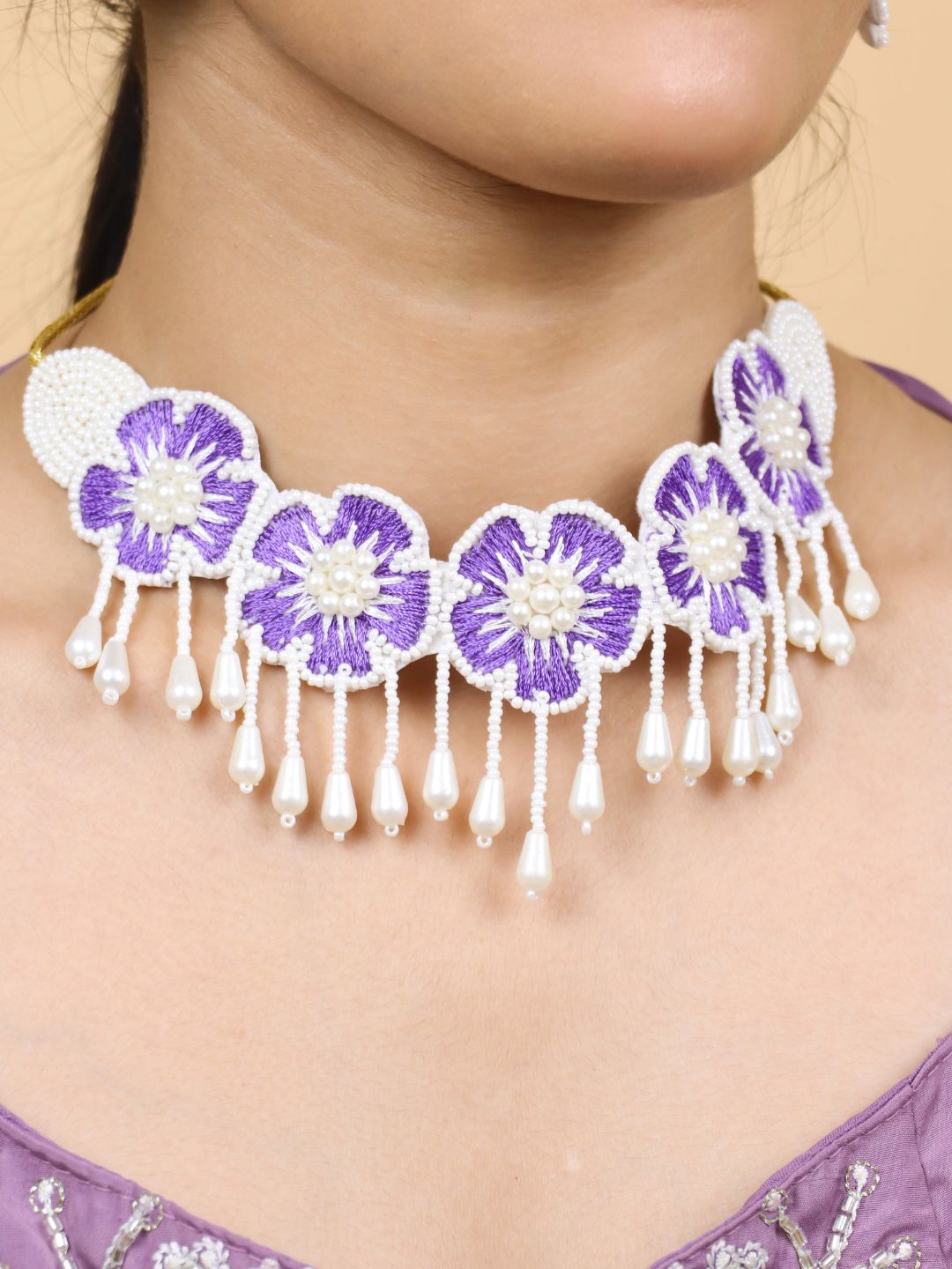 Flower Blossom Choker Set (Purple)