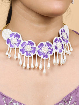 Flower Blossom Choker Set (Purple)