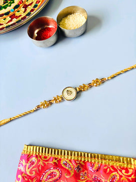 Ganeshji MOP Stone Embellished Rakhi with Roli Chawal for Brother