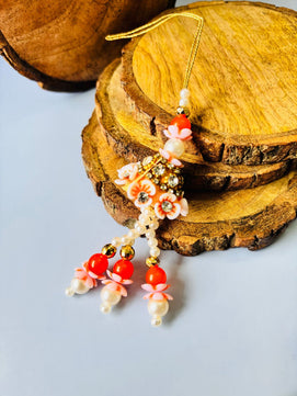 Orange Tassel Lumba Rakhi with Roli Chawal