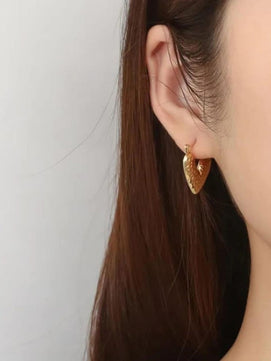 Gold-plated Anti-tarnish Stainless Steel Heart-shaped Minimalistic Hoop Earrings for Women