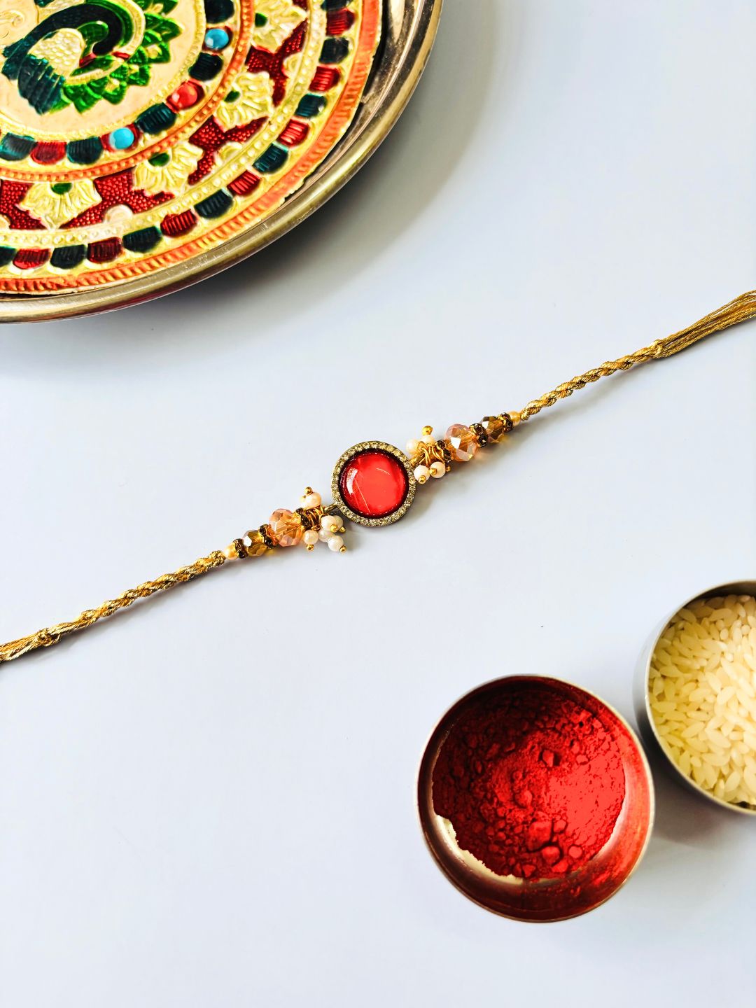Resin Stone Rakhi with Roli Chawal for Brother