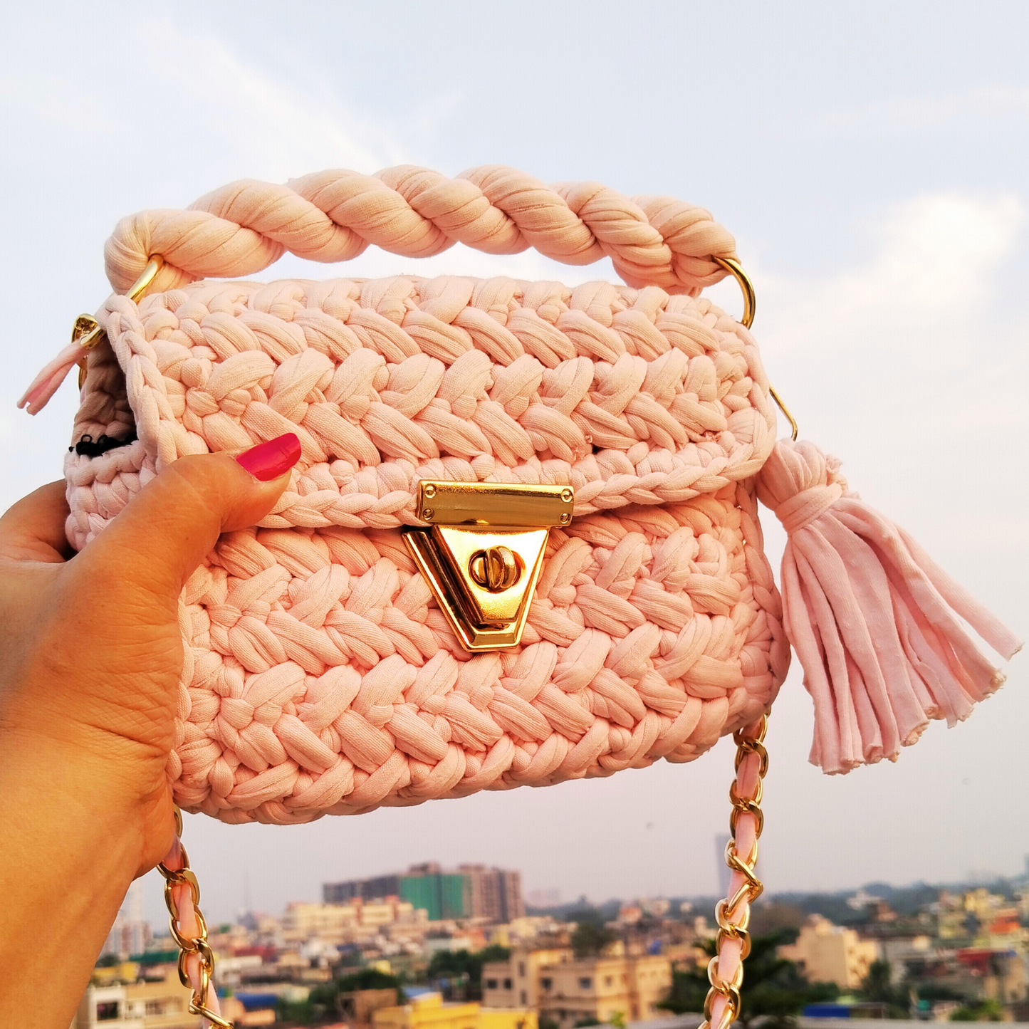 Pastel Pink Crochet Bag