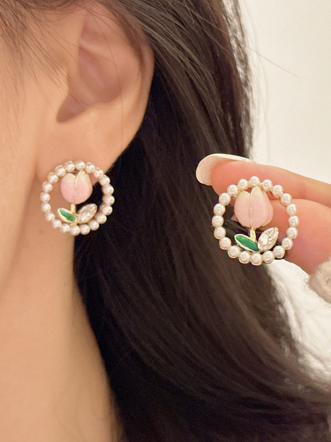 Vintage Rose Pearl Earrings