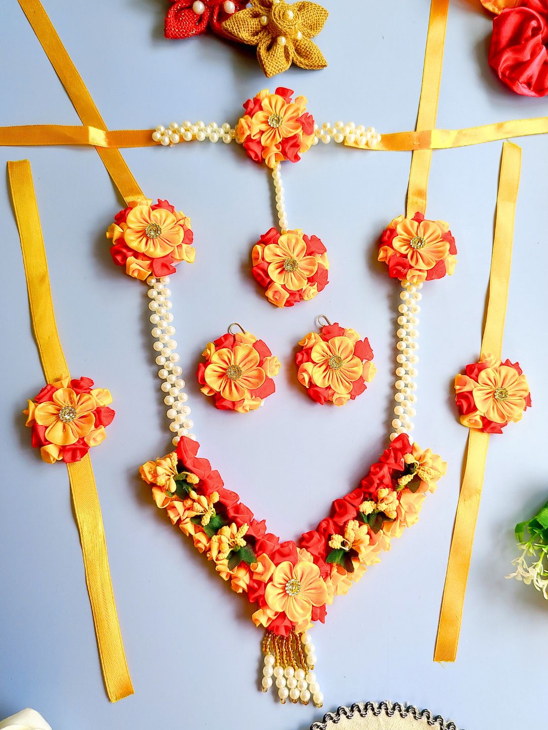 Haldi Mehendi Floral Jewelry: Set 2