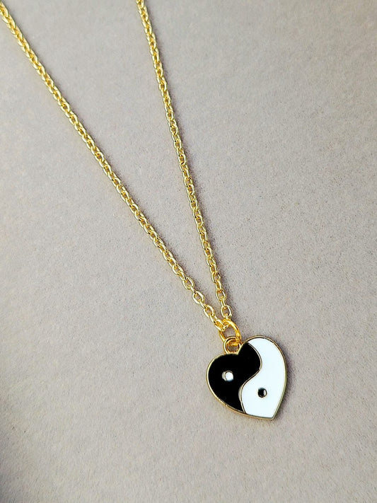 Yin Yang Heart Necklace Chain