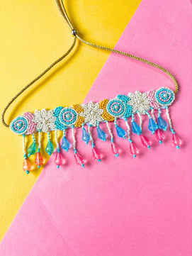 Zia Floral Bridal Jewellery Set (Blue and Yellow)