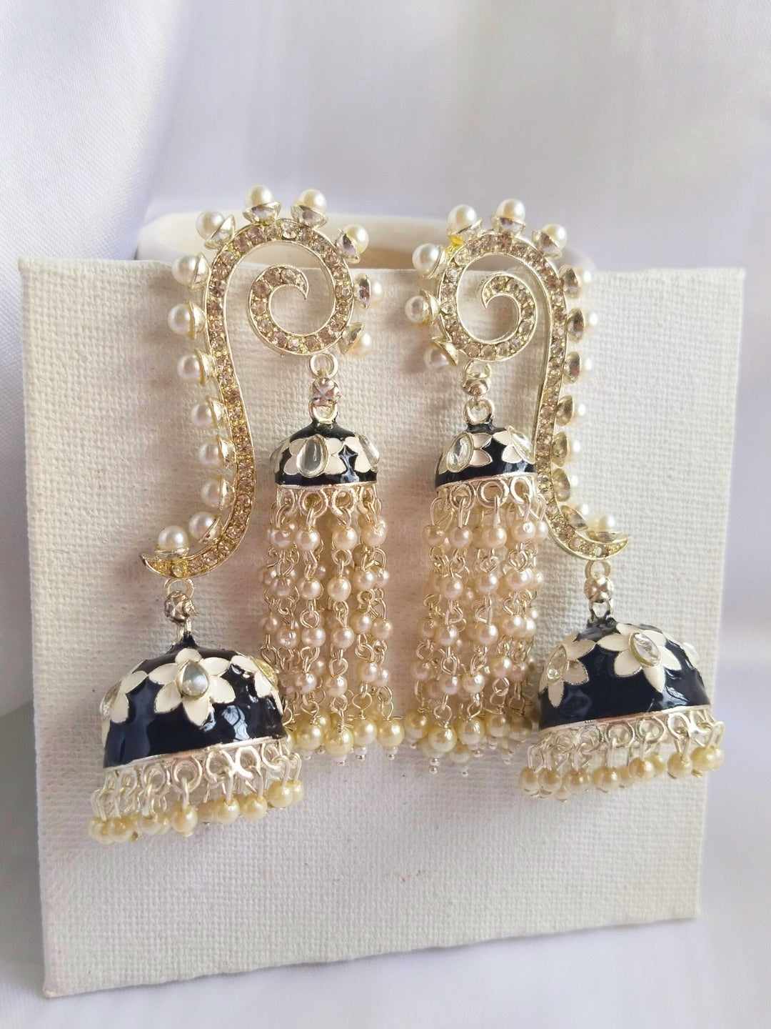 Meenakari AD Jhumka (Black)