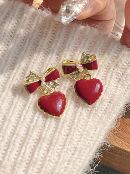 Bow Heart Earrings