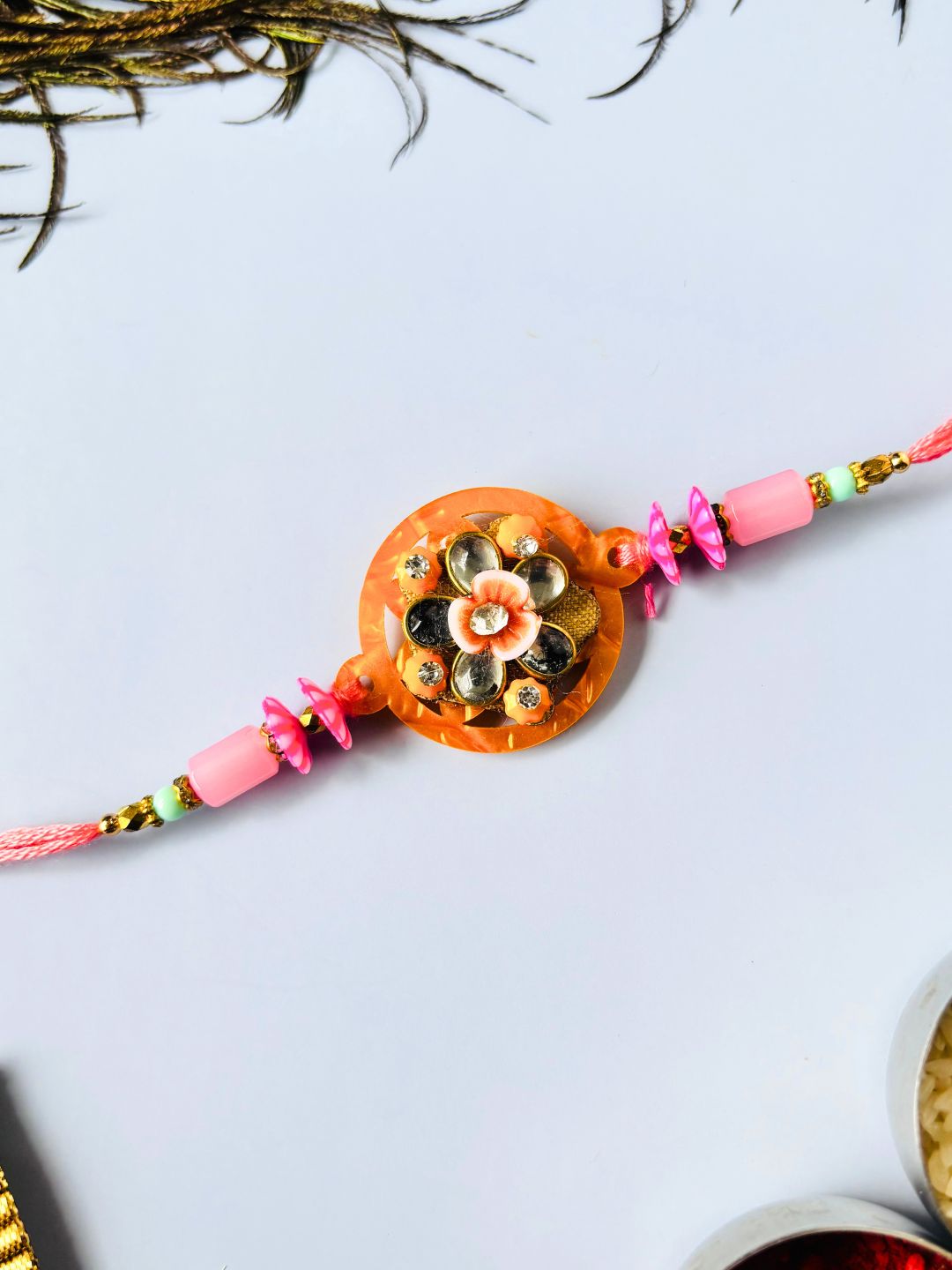 Embellished Resin Rakhi with Roli Chawal for Brother (Pack of 2)