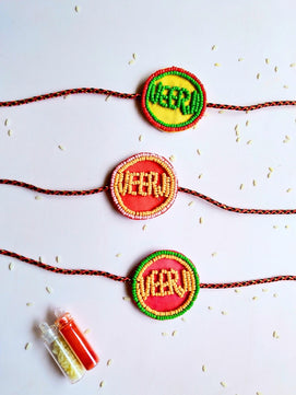 Veerji Beaded Thread Rakhi with Roli Chawal for Brother