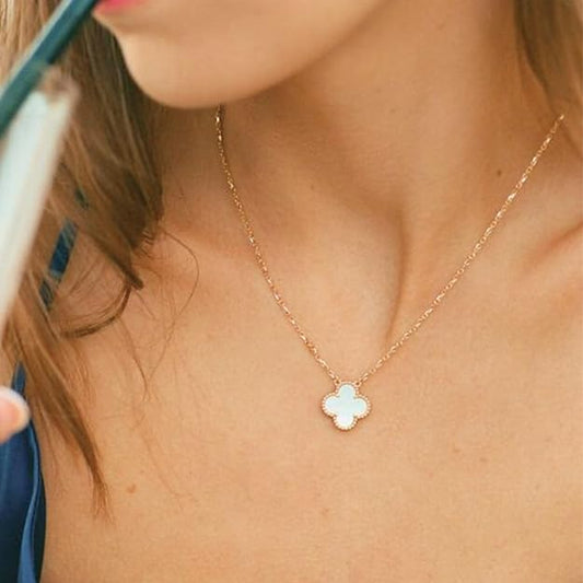 Viral Clover Necklace Pendant (White)