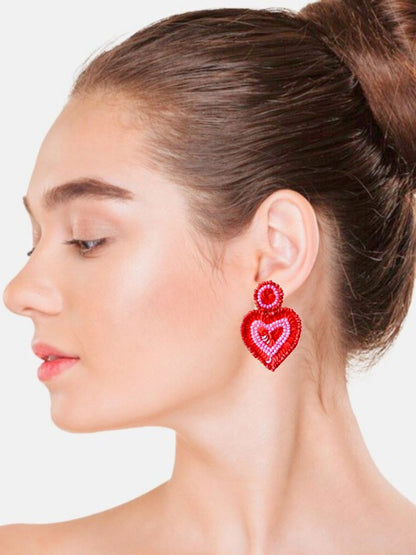 Pink-Red Valentines Hearts Earrings