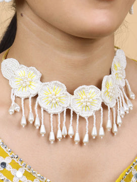 Flower Blossom Bridal Jewellery Set (White)