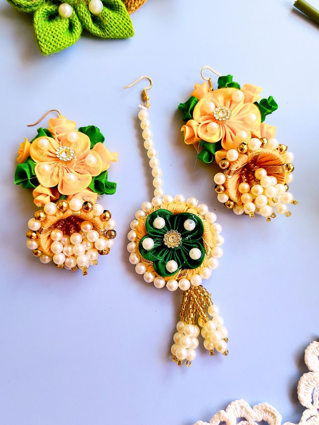 Haldi Mehendi Floral Jewelry: Set 1