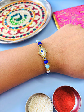 Hamza Hand Evil Eye AD Rakhi with Roli Chawal