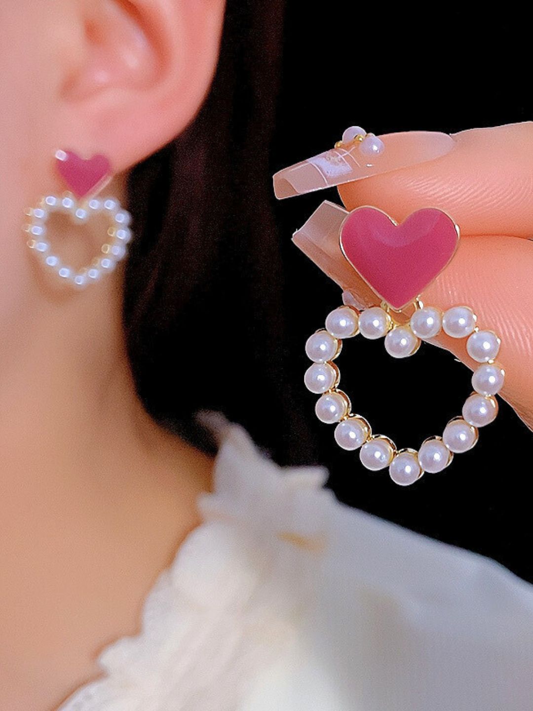 Heart Pearl Earrings