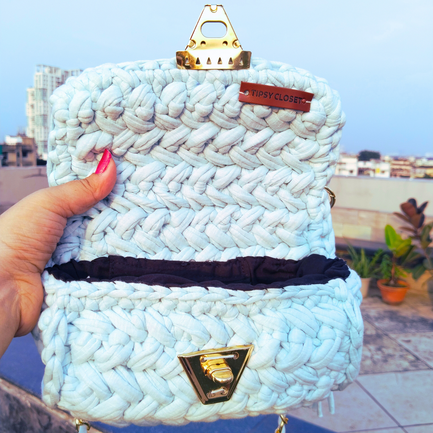 Pastel Blue Crochet Bag