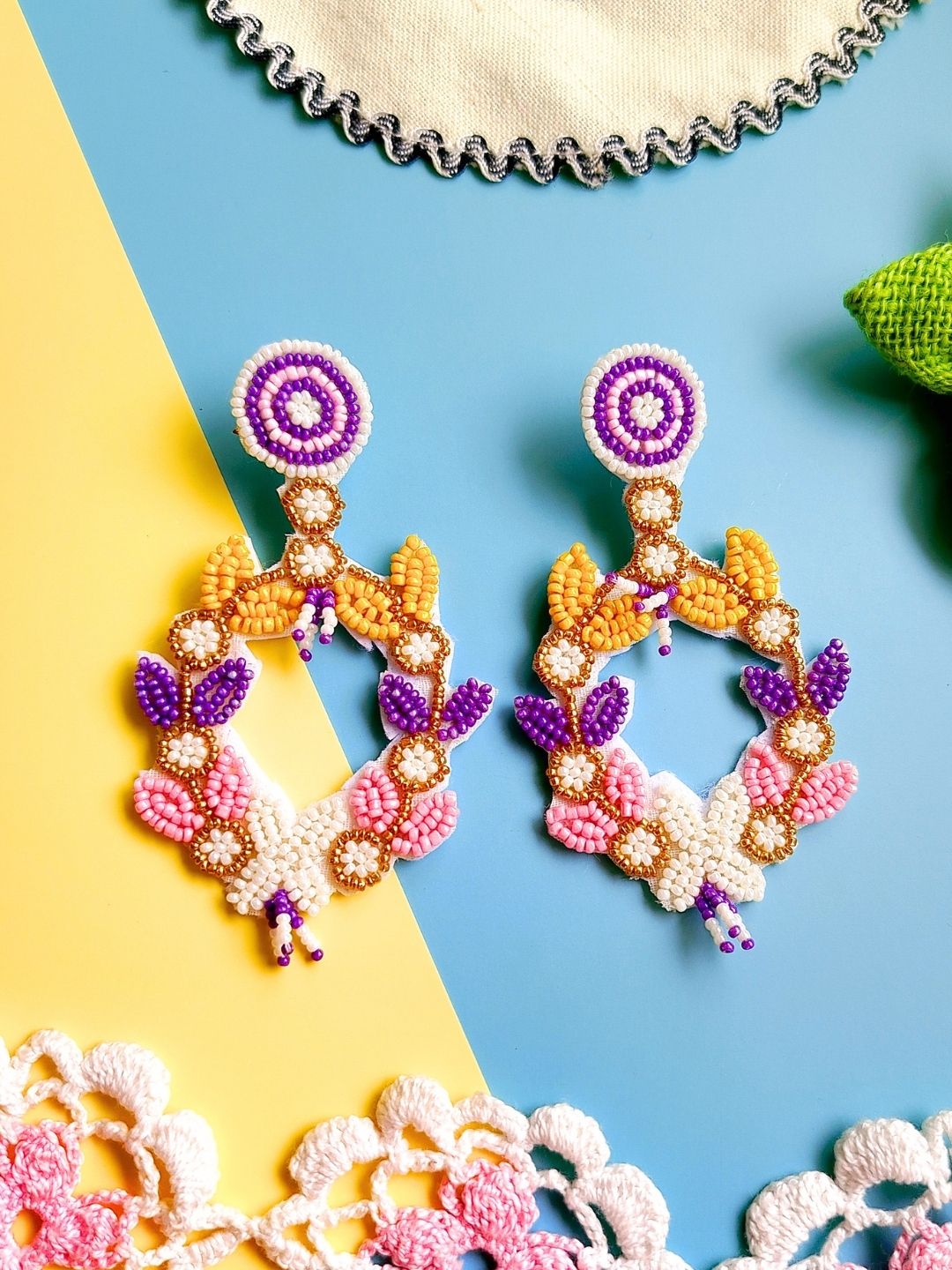 Zia Earrings (Purple and Yellow)