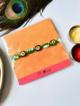 Evil Eye Bracelet Rakhi with Roli Chawal for Brother