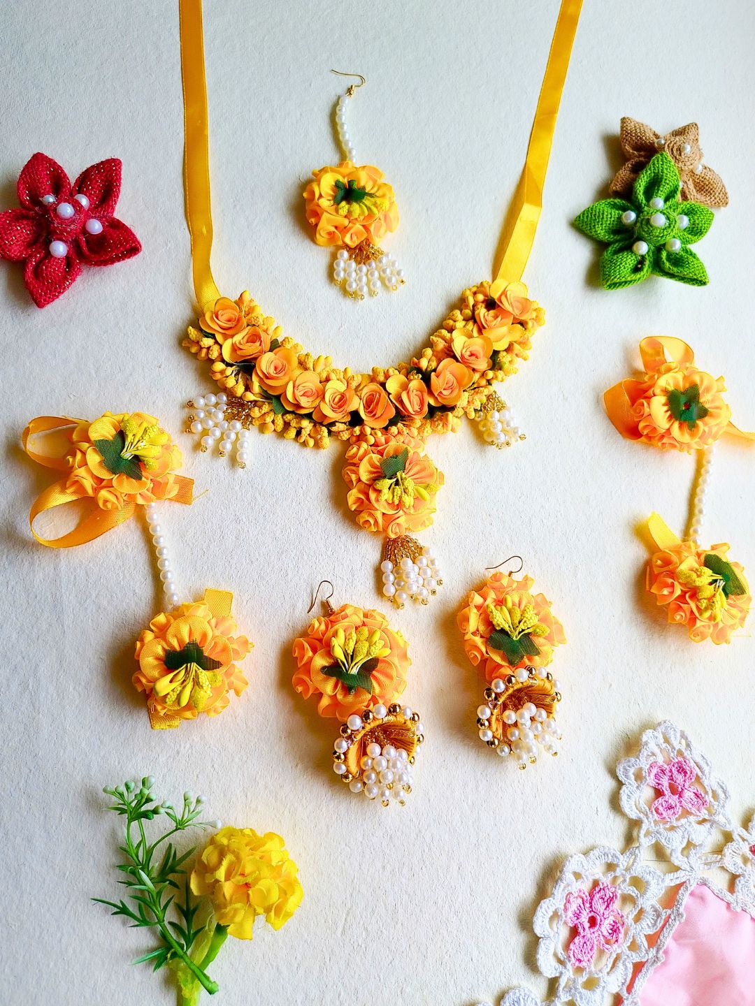 Haldi Mehendi Floral Jewelry: Set 5