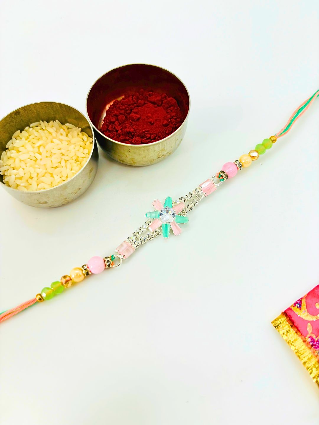 American Diamond Rakhi with Roli Chawal for Brother
