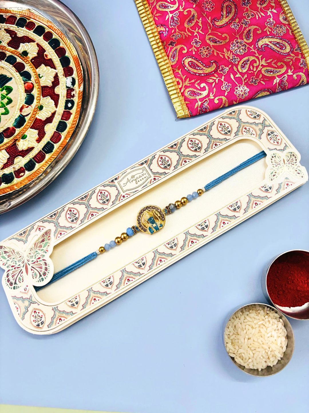 Shri Ramji Traditional Rakhi with Roli Chawal for Brother
