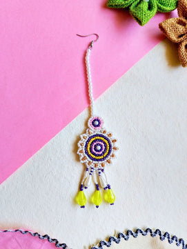 Zia Floral Maangtika Earrings Set (Purple)