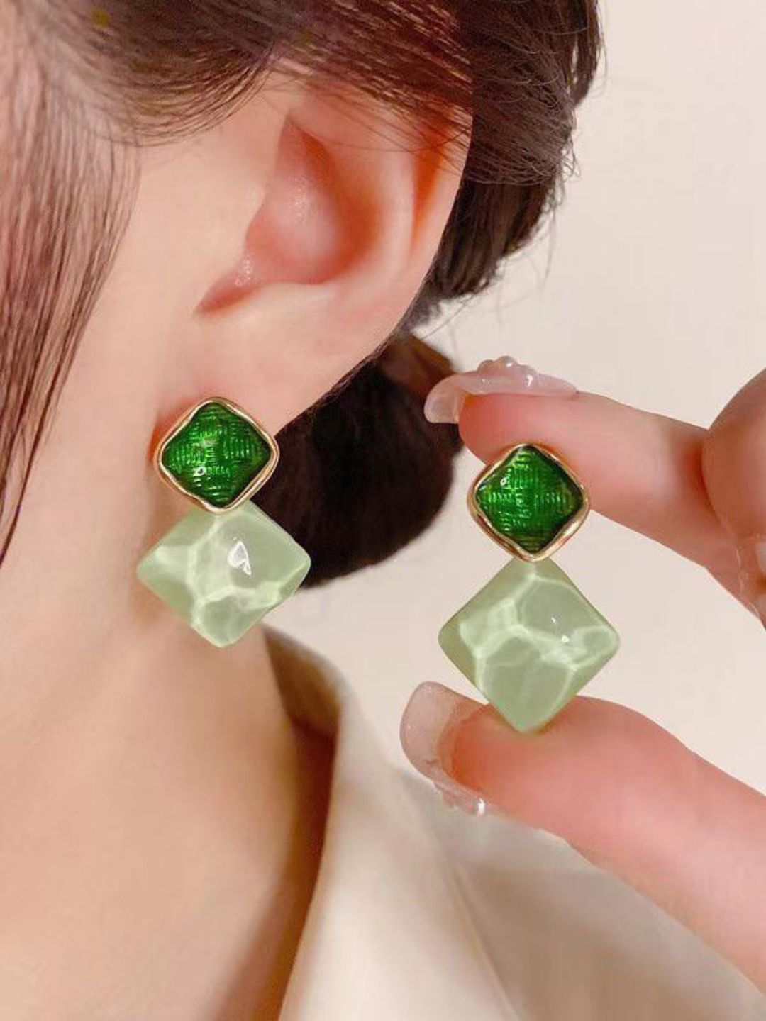 Green Resin Earrings
