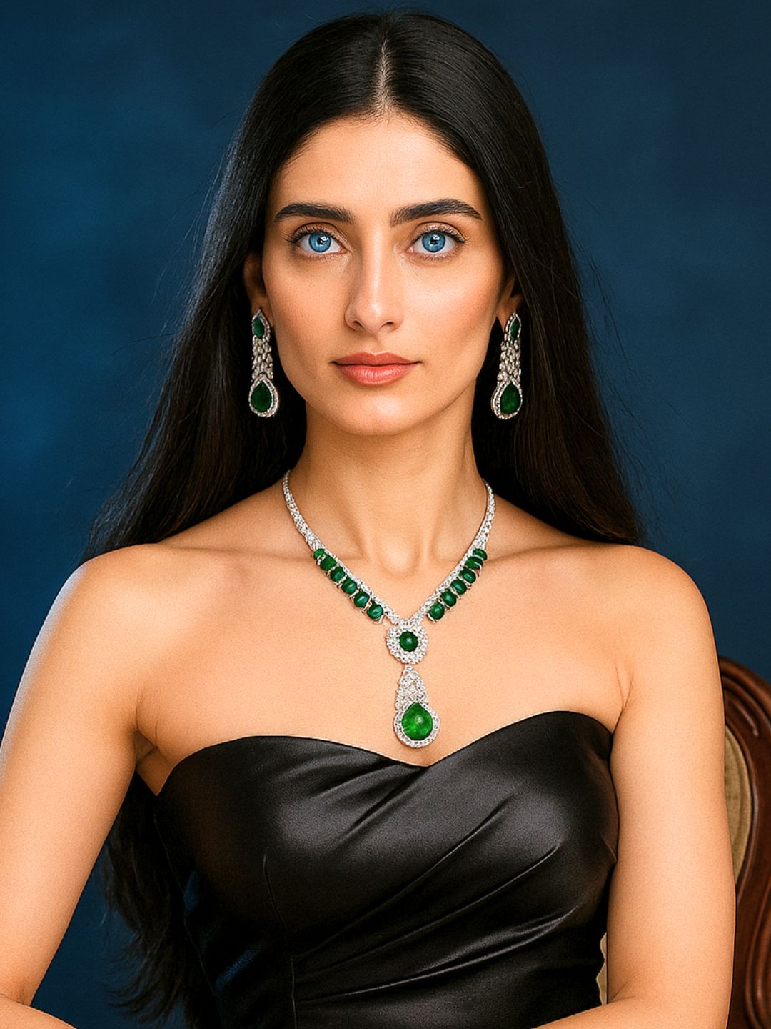 Sophia AD Jewellery Set (Green)