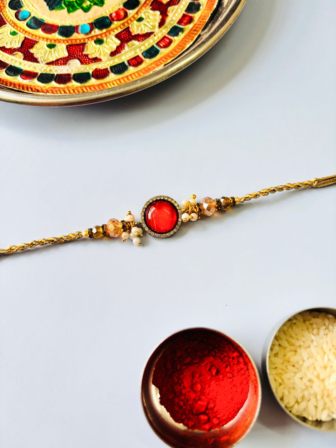 Resin Stone Rakhi with Roli Chawal for Brother