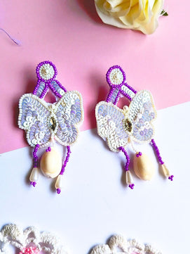 Butterfly Shell Earring Set (Purple)