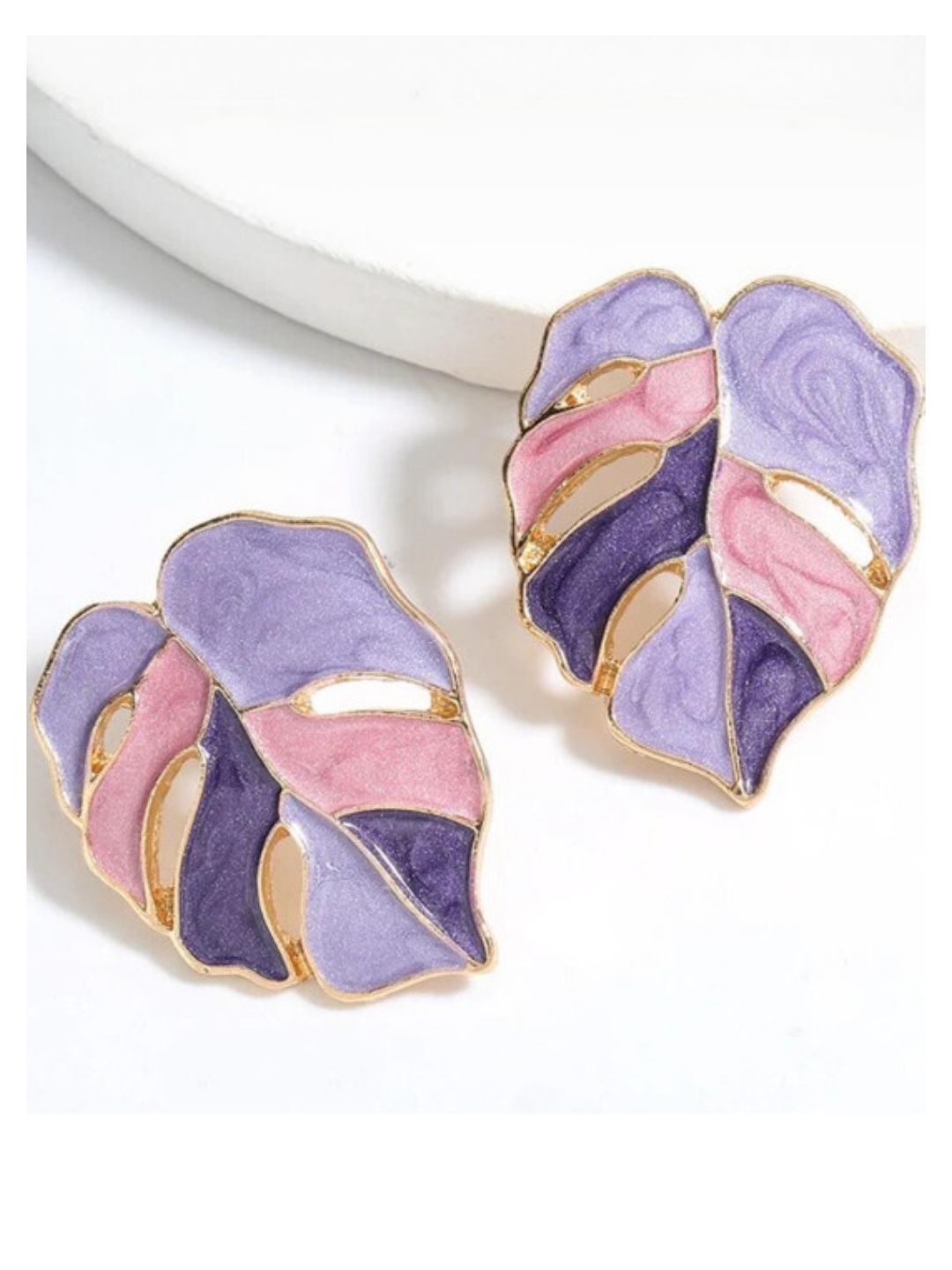 Purple Leafy Earring Studs