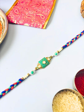 Traditional Meenakari Rakhi with Roli Chawal for Brother