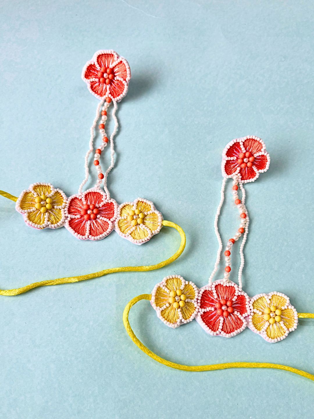 Flower Blossom Bridal Jewellery Set (Orange and Yellow)
