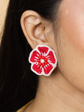 Flower Blossom Bridal Jewellery Set (Red and Yellow)