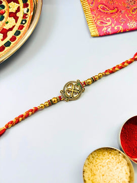 Traditional Meenakari Rakhi with Roli Chawal for Brother
