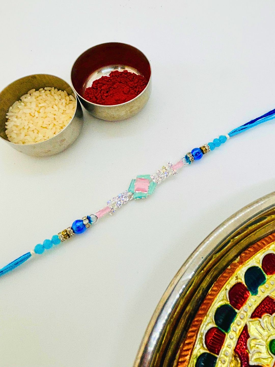 American Diamond AD Rakhi with Roli Chawal for Brother (Pack of 2)
