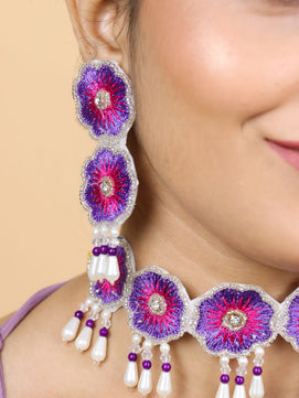 Bloom Floral Earring Set (Pink Purple)