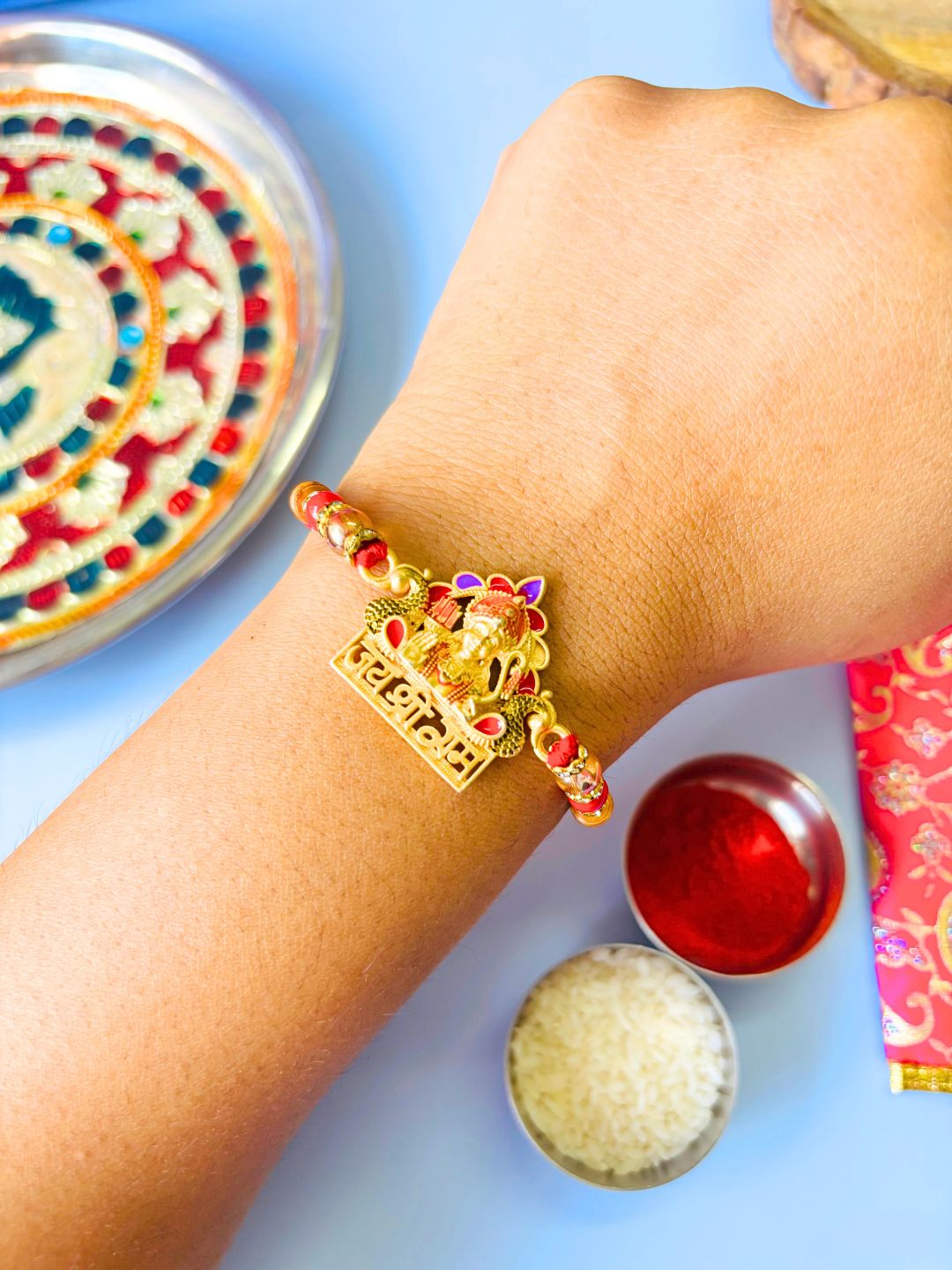 Shri Ramji Traditional Rakhi with Roli Chawal for Brother