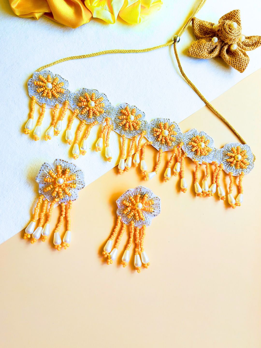 Floral Bridal Jewellery Set (Yellow)